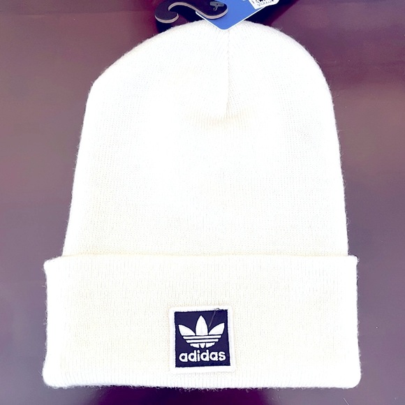 Adidas Men’s/Women’s Knit Hat Color White Embroidered Logo - Picture 5 of 7